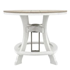 White Finish Counter Height Round Table With White Base For Outdoor Dining
