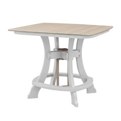 Square Outdoor Dining Table In Weatherwood, White Base, Polyethylene Material