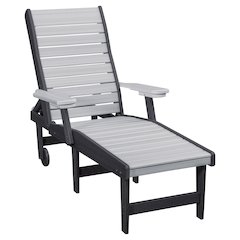 HDPE Outdoor Chaise Lounge Chair in Light Gray and Black