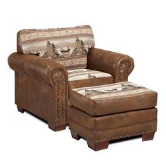 Alpine Lodge Arm Chair with Matching Ottoman