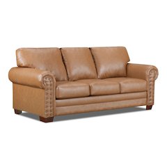 Vegan Leather Rolled Arm Sleeper Sofa