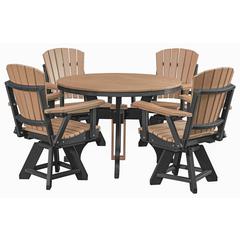 Five Piece Round Dining Height Dining Set in Cedar with a Black Base