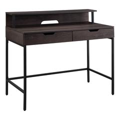 Contempo 40” Desk with 2 drawers and shelf hutch in Brown Wood Grain Finish, CNT44-AH