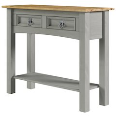Solid Wood Two Drawer Hall Table in Corona Gray