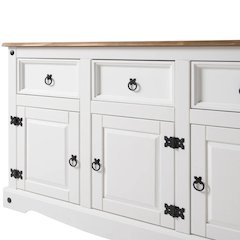 Wood Buffet Sideboard in Distressed White
