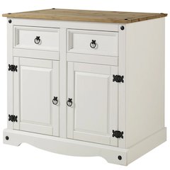 Wood Buffet Sideboard in Distressed White