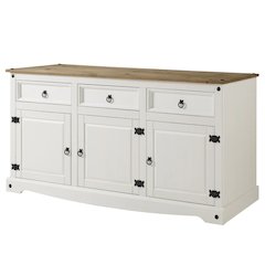 Wood Buffet Sideboard in Distressed White