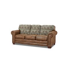 American Furniture Classics Model 8503-90 Deer Teal Lodge Tapestry Sofa