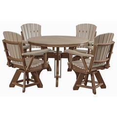 Five Piece Round Dining Height Dining Set in Weatherwood