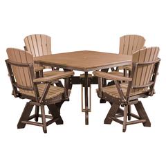 Five Piece Square Dining Height Dining Set in Cedar with a Tudor Brown Base