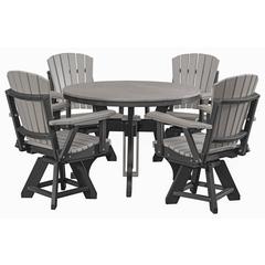 Five Piece Round Dining Height Dining Set in Light Grey with a Black Base