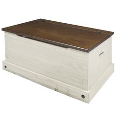 Model CADB440 Cottage Series Wood Storage Trunk in Distressed White