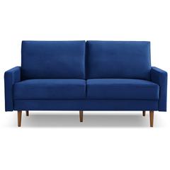 69 Inch Wide Upholstered Two Cushion Sofa with Square Arms