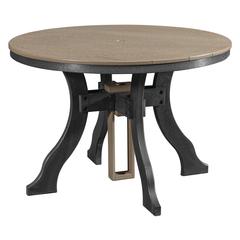 Dining Height Round Table in Weatherwood with a Black Base