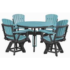Five Piece Round Dining Height Dining Set in Aruba Blue with a Black Base