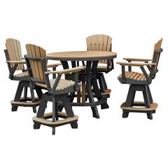 OS Home and Office Model CR130CBK-K Five Piece Round Counter Height Dining Set in Cedar on a Black Base