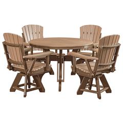 Five Piece Round Dining Height Dining Set in Cedar with a Tudor Brown Base