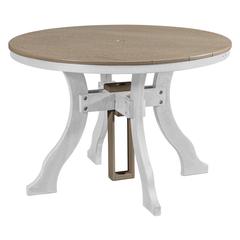 Dining Height Round Table in Weatherwood with a White Base