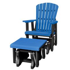 Fan Back Glider and Ottoman Glider in  Blue with a Black Base