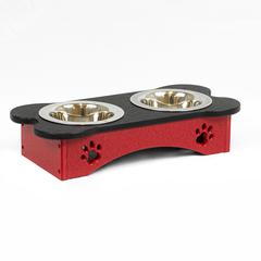 High Double Water and Food Bowl Made of High Density Poly Resin for Smaller Dogs