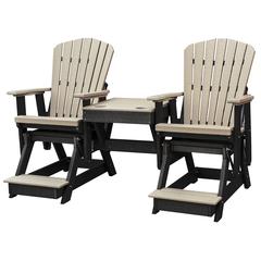 OS Home and Office Model 516LGB-K Double Balcony Height Glider with Center Table in Light Gray and Black