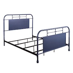 Vintage Series Queen Metal Bed- Navy in Distressed Metal