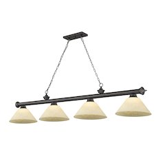 Z-Lite Cordon 4 Light Billiard, Steel Frame, Golden Mottle Shade Color