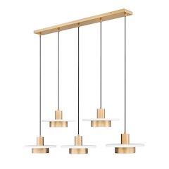 Z-Lite 5 Light Linear Chandelier, Matte White + Modern Gold