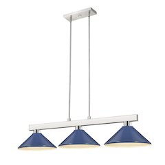 Z-Lite Cobalt 3 Light Billiard, Steel Frame, Navy Blue Shade Color