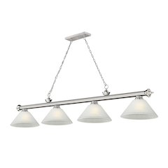 Z-Lite Cordon 4 Light Billiard, Steel Frame, White Linen Shade Color
