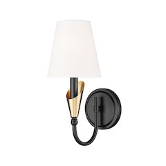 Z-Lite Claudelle 1 Light Wall Sconce in Matte Black + Modern Gold color