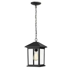 Z-Lite Portland 1 Light Outdoor Chain Mount Ceiling Fixture, Black