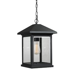 Z-Lite Portland 1 Light Outdoor Chain Mount Ceiling Fixture, Black