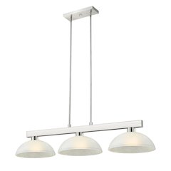 Z-Lite Cobalt 3 Light Billiard, Steel Frame, White Linen Shade Color