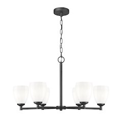 Z-Lite Oren 6 Light Chandelier in Matte Black color, Steel frame