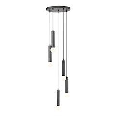 Z-Lite Stari 5 Light Chandelier in Matte Black color, Steel frame