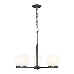 Z-Lite Naya 5 Light Chandelier in Matte Black color, Steel frame