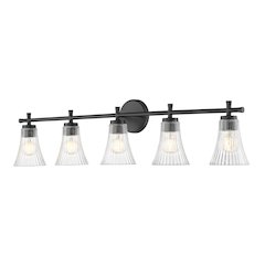Z-Lite Belle 5 Light Vanity in Matte Black color, Steel frame