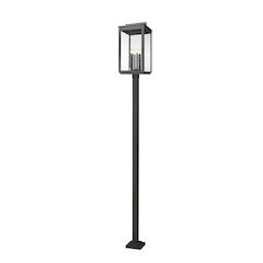 Z-Lite Hartwell 6 Light Outdoor Post Mounted Fixture in Sand Black color