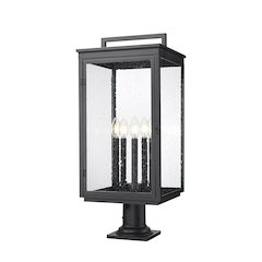 Z-Lite Hartwell 5 Light Outdoor Pier Mounted Fixture in Sand Black color