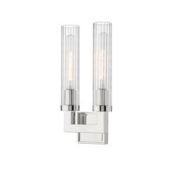 Z-Lite Beau 2 Light Wall Sconce in Polished Nickel Frame Finish