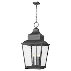 Z-Lite 5 Light Outdoor Chain Mount Ceiling Fixture, Sand Black