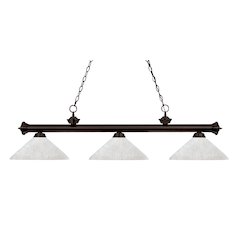 Riviera 3 Light Billiard, Steel Frame, White Linen Shade Color