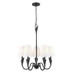 Z-Lite Claudelle 5 Light Chandelier in Matte Black color, Steel frame