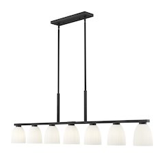 Z-Lite Naya 7 Light Linear Chandelier in Matte Black color, Steel frame