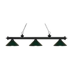 Z-Lite Riviera 3 Light Billiard, Steel Frame, Dark Green Shade Color