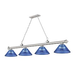 Z-Lite Cordon 4 Light Billiard, Steel Frame, Dark Blue Shade Color