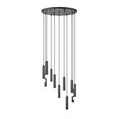 Z-Lite Stari 11 Light Chandelier in Matte Black color, Steel frame