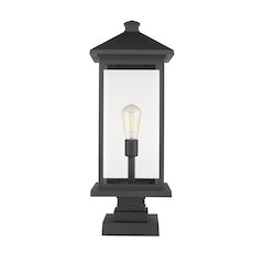 Z-Lite Portland 1 Light Outdoor Pier Mounted Fixture in Black Frame Finish