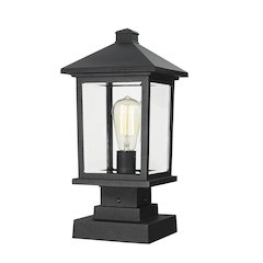 Z-Lite Portland 1 Light Outdoor Pier Mounted Fixture in Black Frame Finish